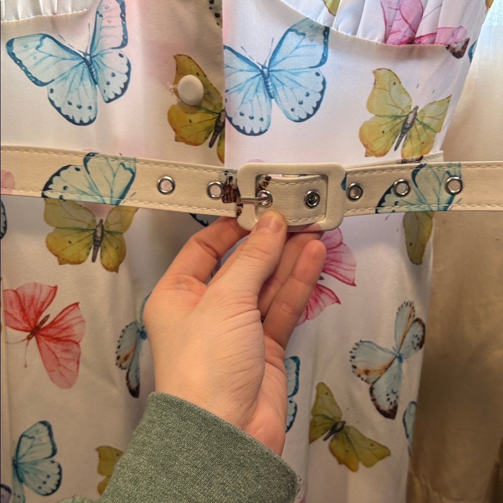Unique Vintage Blue Butterfly Dress - Picture 4 of 4